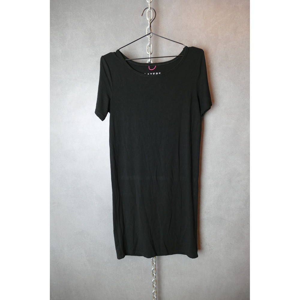 LAYERS by Hatch Black T-Shirt Dress‎ Size Small Short Sleeve Casual